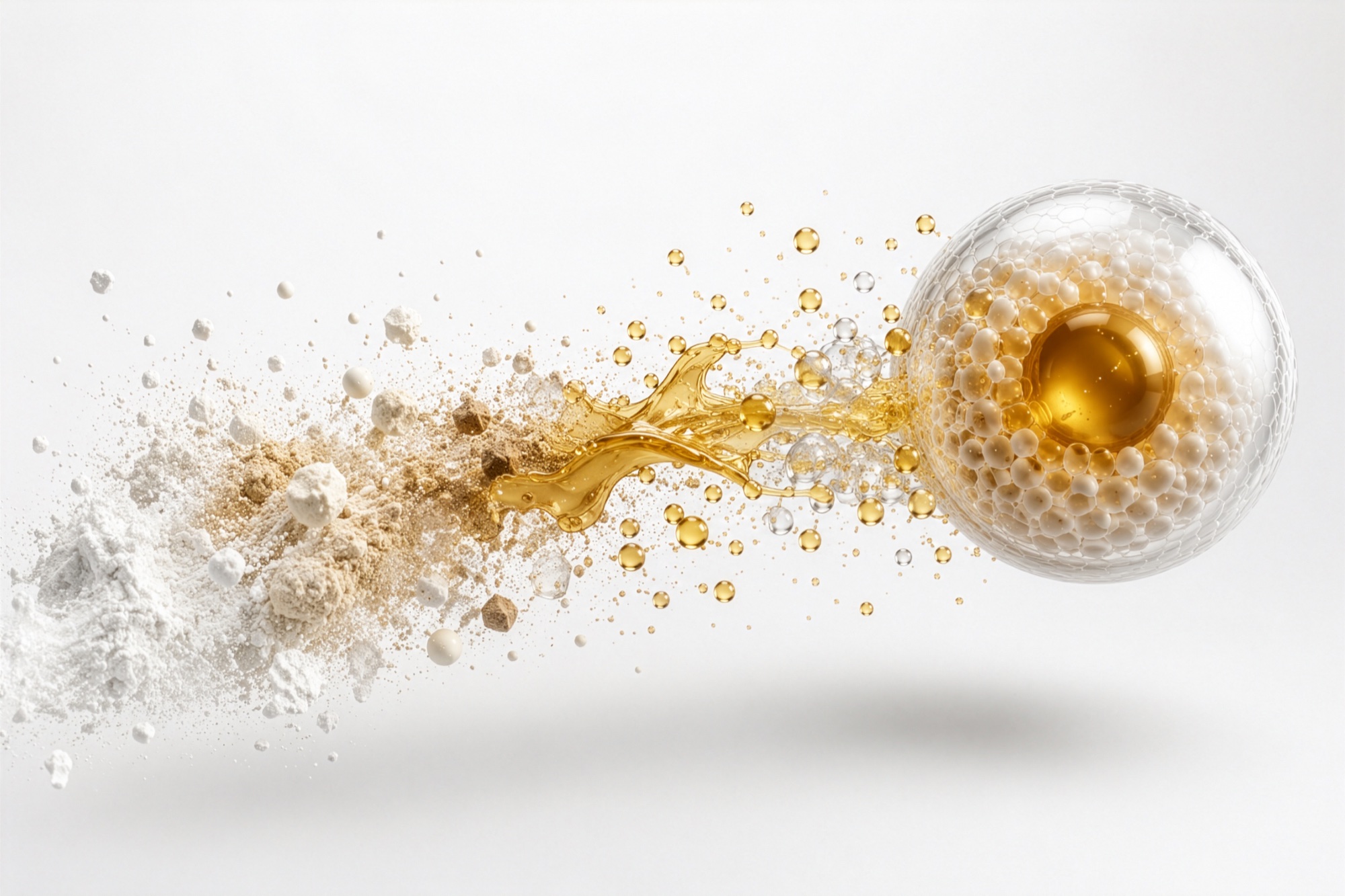 Microencapsulation transforming raw powders into a protected capsule